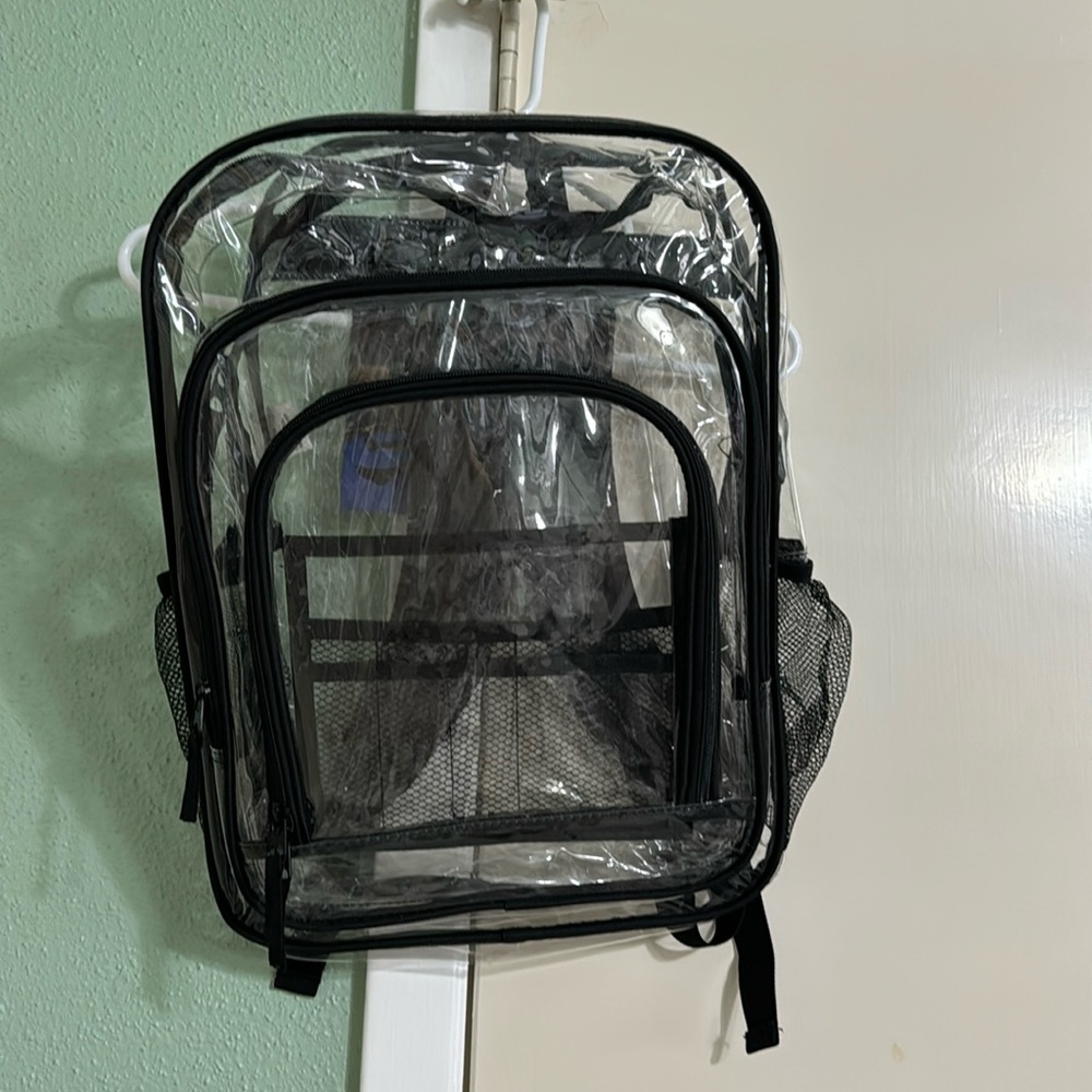 Clear Backpack School bag with multiple pockets 18” H x 12” W x 5” D Unisex